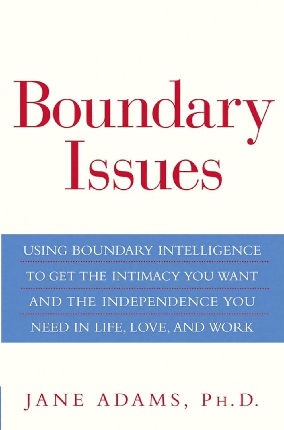 Buy Boundary Issues: Using Boundary Intelligence To Get The Intimacy You Want And The Independence You Need In Life, Love, And Work (English, Hardcover, Jane Adams) Online at Best Price - BookBajar