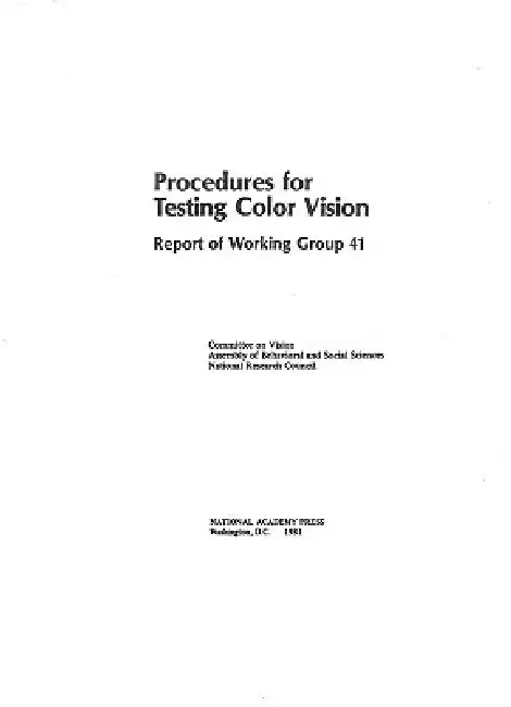 Buy Procedures for Testing Color Vision (English, National Research Council | Division of Behavioral, Social Scienc | Commission on Behavioral, Social Scie) Online at Best Price - BookBajar
