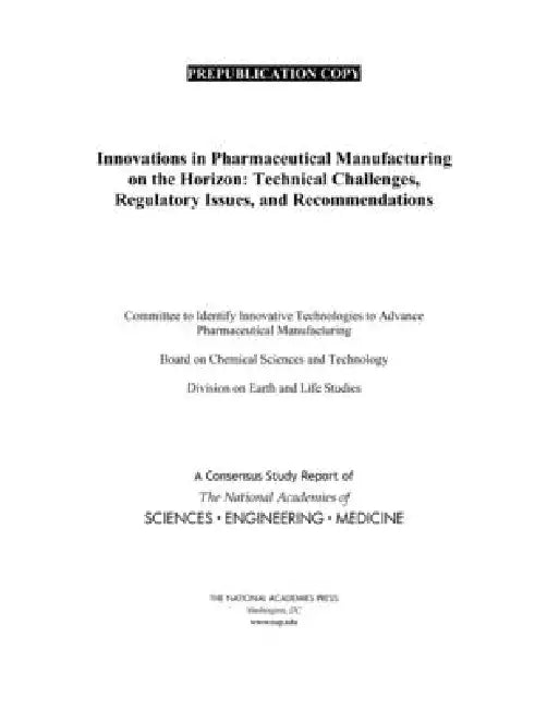 Innovations in Pharmaceutical Manufacturing on the Horizon (English, National Academies of Sciences Engineeri | Division on Earth, Life Studies | Board on Chemical Sciences, Technolog) - Image 1 - BookBajar