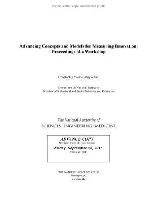 Buy Advancing Concepts and Models for Measuring Innovation (English, National Academies of Sciences Engineeri | Division of Behavioral, Social Scienc | Committee on National Statistics) Online at Best Price - BookBajar