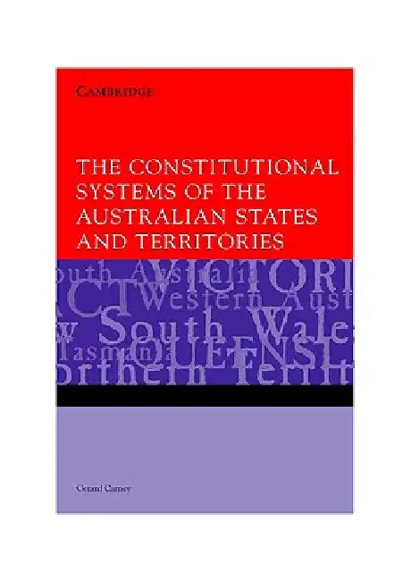 Buy The Constitutional Systems of the Australian States and Territories (English, Gerard Carney) Online at Best Price - BookBajar