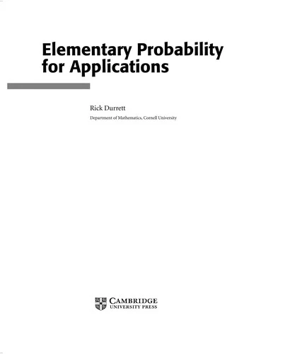 Buy Elementary Probability for Applications (English, Rick Durrett) Online at Best Price - BookBajar