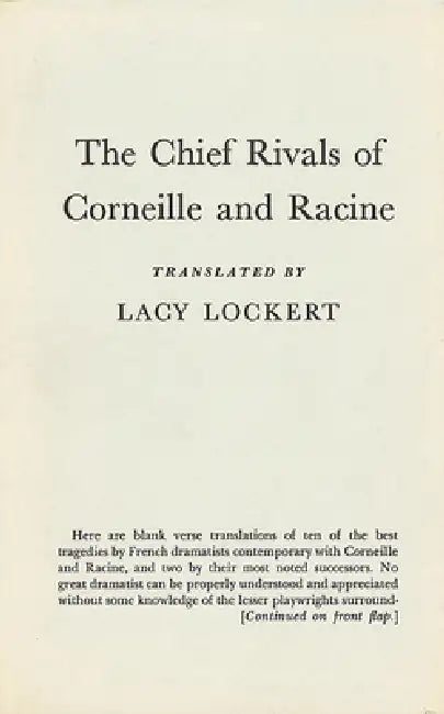 Buy Chief Rivals of Corneille and Racine (English, Lacy Lockert) Online at Best Price - BookBajar