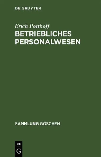 Buy Betriebliches Personalwesen (English, Erich Potthoff) Online at Best Price - BookBajar