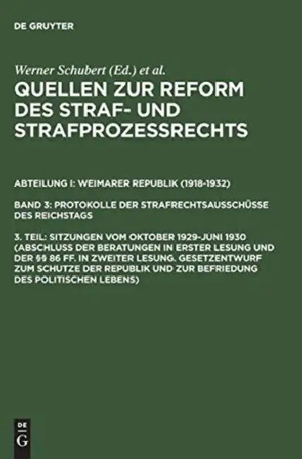 Buy Sitzungen Vom Oktober 1929-Juni 1930 (Abschlu Der Beratungen in Erster Lesung Und Der 86 Ff. in Zwei (English, Werner Schubert) Online at Best Price - BookBajar