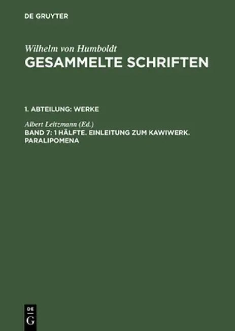 Buy 1 Hlfte. Einleitung Zum Kawiwerk. Paralipomena (English, Albert Leitzmann) Online at Best Price - BookBajar