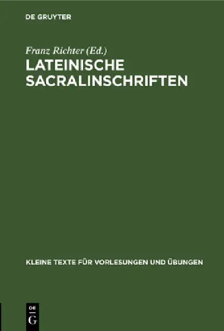 Lateinische Sacralinschriften (English, Franz Richter) - Image 1 - BookBajar