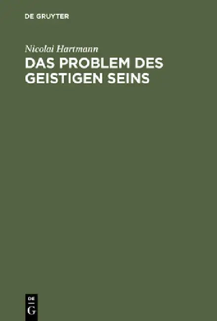 Das Problem des geistigen Seins (English, Nicolai Hartmann) - Image 1 - BookBajar