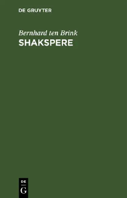 Shakspere (English, Bernhard Ten Brink) - Image 1 - BookBajar