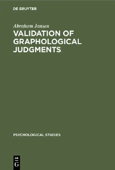 Validation of graphological judgments (English, Abraham Jansen | J. A. a. Spiekermann) - Image 1 - BookBajar