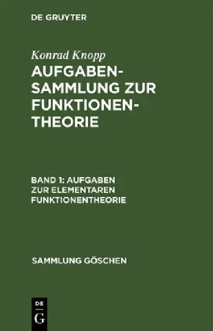 Buy Aufgaben Zur Elementaren Funktionentheorie (English, Konrad Knopp) Online at Best Price - BookBajar