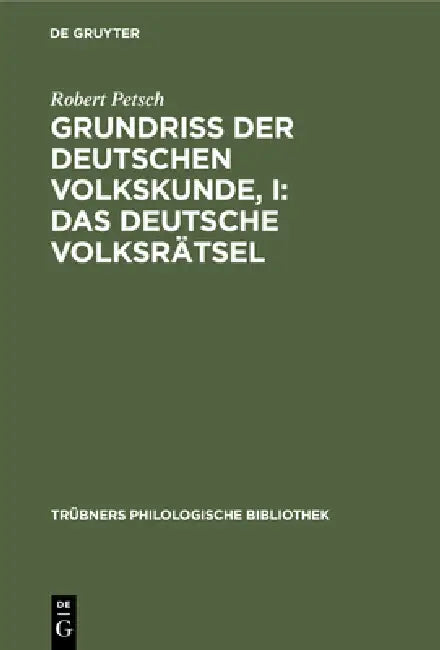 Grundriß der deutschen Volkskunde, I (English, Robert Petsch) - Image 1 - BookBajar