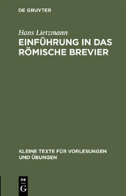 Einführung in das römische Brevier (English, Hans Lietzmann) - Image 1 - BookBajar