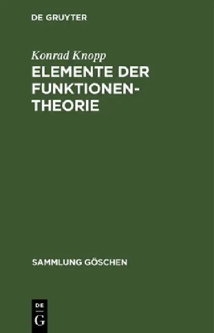 Buy Elemente der Funktionentheorie (English, Konrad Knopp) Online at Best Price - BookBajar