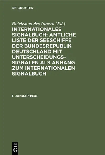 Buy 1. Januar 1930 (English, Reichsamt Des Innern) Online at Best Price - BookBajar