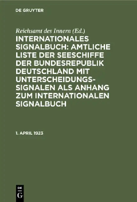 Buy 1. April 1923 (English, Reichsamt Des Innern) Online at Best Price - BookBajar