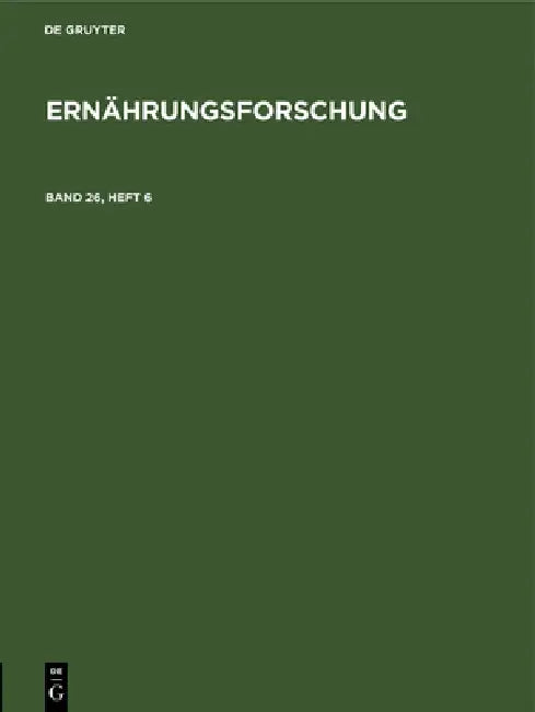 Buy Ernährungsforschung. Band 26, Heft 6 (English, No Contributor) Online at Best Price - BookBajar