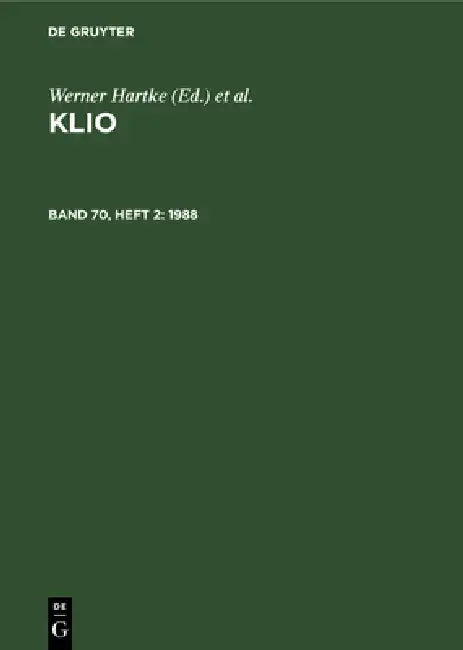 Buy 1988 (English, Zentralinstitut Für Alte Geschichte Und | Werner Hartke | Rigobert Günther) Online at Best Price - BookBajar