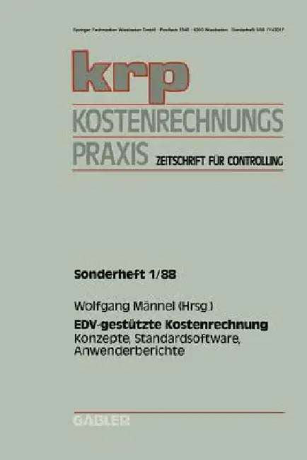 Buy Edv-Gestützte Kostenrechnung (English, Wolfgang Männel) Online at Best Price - BookBajar