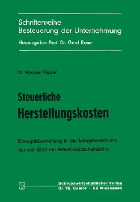 Steuerliche Herstellungskosten (English, Werner Pieper) - Image 1 - BookBajar