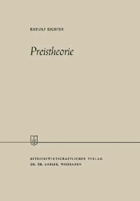 Buy Preistheorie (English, Rudolf Richter) Online at Best Price - BookBajar