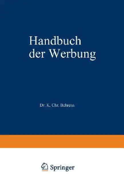 Buy Handbuch Der Werbung (English, Karl Christian Behrens) Online at Best Price - BookBajar