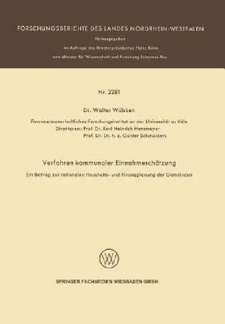 Verfahren Kommunaler Einnahmeschätzung -- Ein Beitrag Zur Rationalen Haushalts- Und Finanzplanung De (English, Walter Wübben) - Image 1 - BookBajar