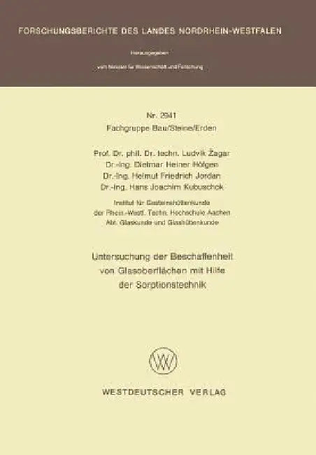 Buy Untersuchung Der Beschaffenheit Von Glasoberflächen Mit Hilfe Der Sorptionstechnik (English, Ludvik Zagar) Online at Best Price - BookBajar