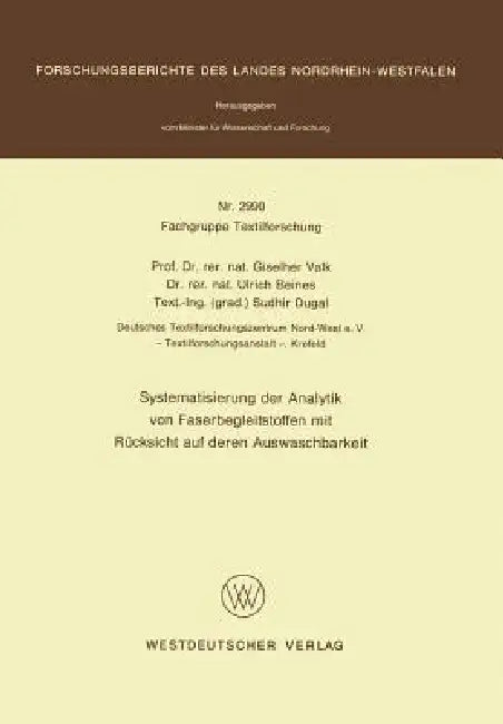 Buy Systematisierung Der Analytik Von Faserbegleitstoffen Mit Rücksicht Auf Deren Auswaschbarkeit (English, Giselher Valk) Online at Best Price - BookBajar