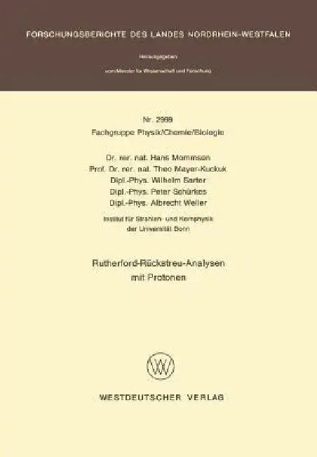 Buy Rutherford-Rückstreu-Analysen Mit Protonen (English, Hans Mommsen) Online at Best Price - BookBajar