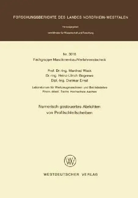 Buy Numerisch Gesteuertes Abrichten Von Profilschleifscheiben (English, Manfred Weck) Online at Best Price - BookBajar