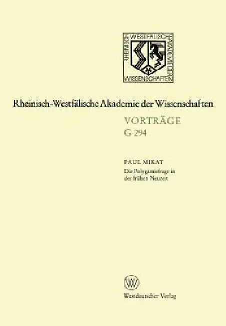 Die Polygamiefrage in Der Frühen Neuzeit (English, Paul Mikat) - Image 1 - BookBajar