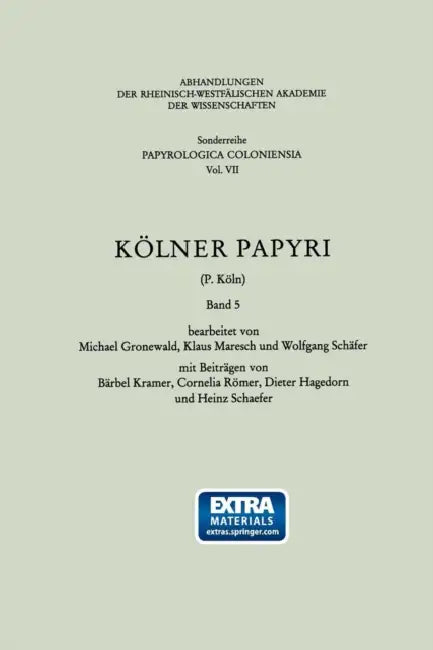 Kölner Papyri (P. Köln) (English, Bärbel Kramer) - Image 1 - BookBajar