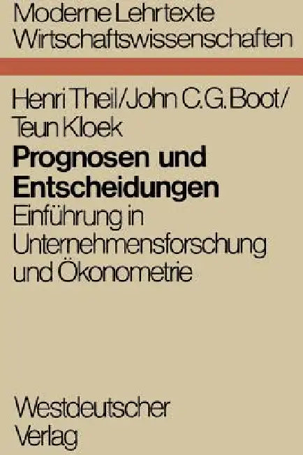 Buy Prognosen Und Entscheidungen (English, Henri Theil) Online at Best Price - BookBajar