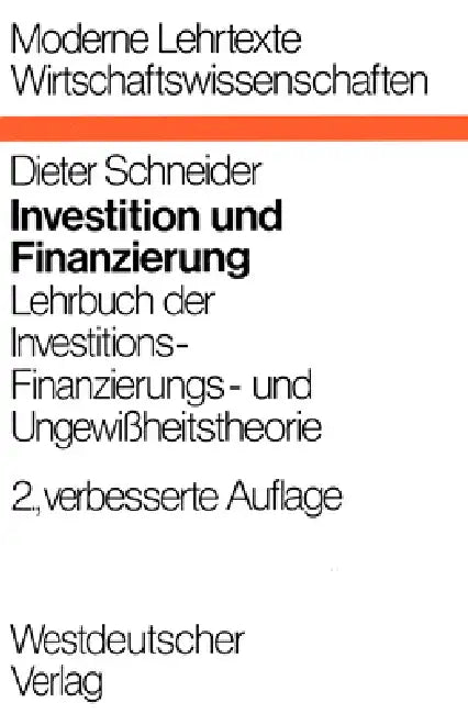 Investition und Finanzierung (English, Dieter Schneider) - Image 1 - BookBajar