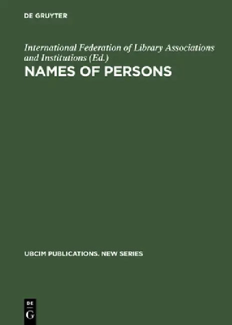 Buy Names of Persons (English, International Federation of Library Asso) Online at Best Price - BookBajar