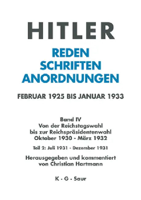 Buy Juli 1931 - Dezember 1931 (English, Christian Hartmann) Online at Best Price - BookBajar