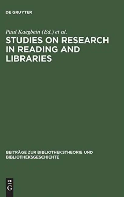 Buy Studies on Research in Reading and Libraries (English, Paul Kaegbein | Peter Vodosek | Peter Zahn) Online at Best Price - BookBajar