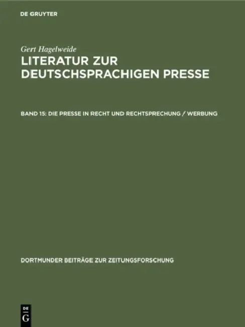Buy Die Presse in Recht Und Rechtsprechung / Werbung (English, Gert Hagelweide) Online at Best Price - BookBajar