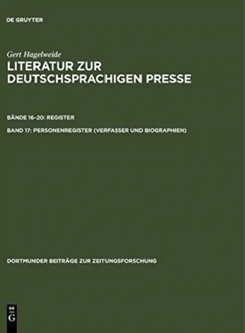 Buy Personenregister (Verfasser Und Biographien ) (English, Gert Hagelweide) Online at Best Price - BookBajar