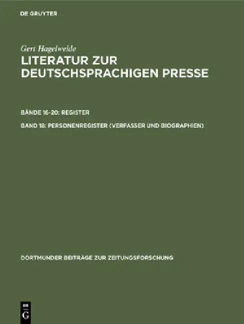 Buy Personenregister ( Verfasser Und Biographien ) (English, Gert Hagelweide) Online at Best Price - BookBajar