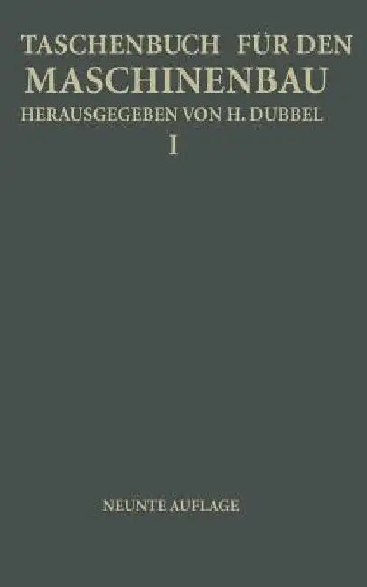 Buy Taschenbuch Für Den Maschinenbau (English, H. Baer | H. Dubbel | G. Glage) Online at Best Price - BookBajar