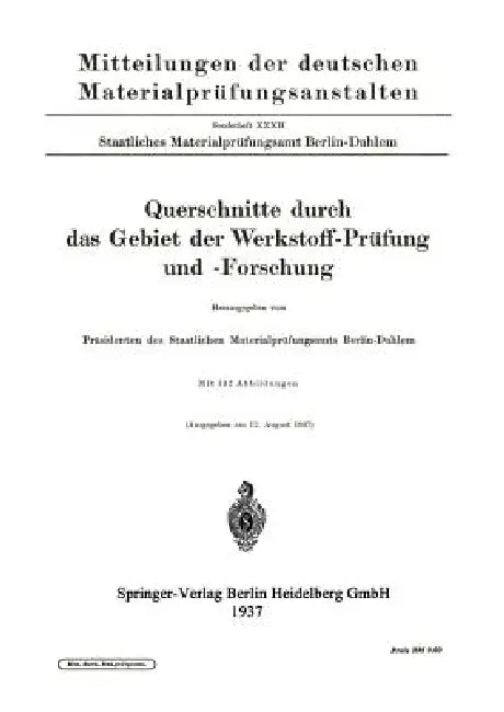 Querschnitte Durch Das Gebiet Der Werkstoff-Prüfung Und -Forschung (English, Kenneth A. Loparo) - Image 1 - BookBajar