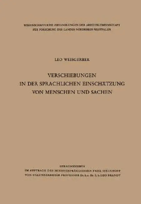 Buy Verschiebungen in Der Sprachlichen Einschätzung Von Menschen Und Sachen (English, Leo Weisgerber) Online at Best Price - BookBajar