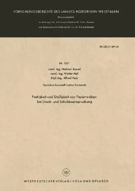 Festigkeit Und Steifigkeit Von Papierwaben Bei Druck- Und Schubbeanspruchung (English, Hartmut Bossel) - Image 1 - BookBajar