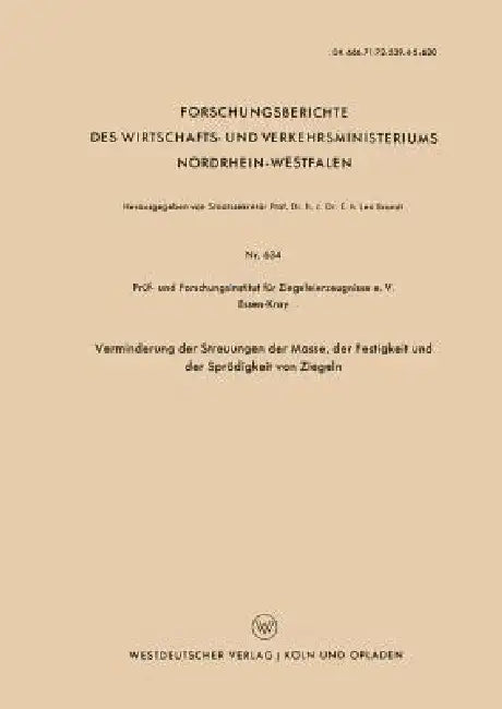 Verminderung Der Streuungen Der Masse, Der Festigkeit Und Der Sprödigkeit Von Ziegeln (English, Kenneth A. Loparo) - Image 1 - BookBajar