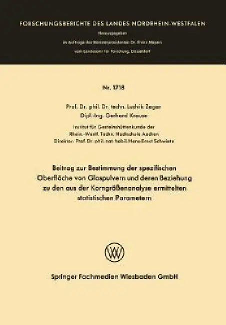 Buy Beitrag Zur Bestimmung Der Spezifischen Oberfläche Von Glaspulvern Und Deren Beziehung Zu Den Aus De (English, Ludvik Zagar) Online at Best Price - BookBajar