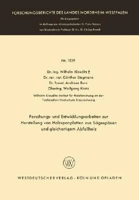 Buy Forschungs- Und Entwicklungsarbeiten Zur Herstellung Von Holzspanplatten Aus Sägespänen Und Gleichar (English, Wilhelm Klauditz) Online at Best Price - BookBajar