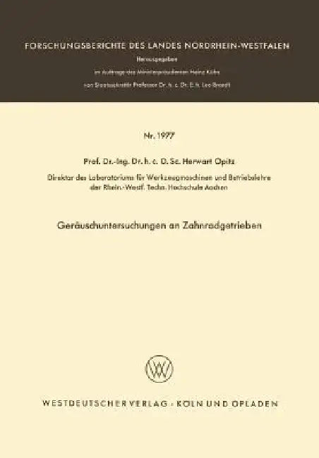 Geräuschuntersuchungen an Zahnradgetrieben (English, Herwart Opitz) - Image 1 - BookBajar