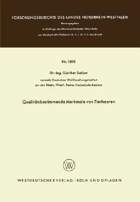 Buy Qualitätsbestimmende Merkmale Von Tierhaaren (English, Günther Satlow) Online at Best Price - BookBajar